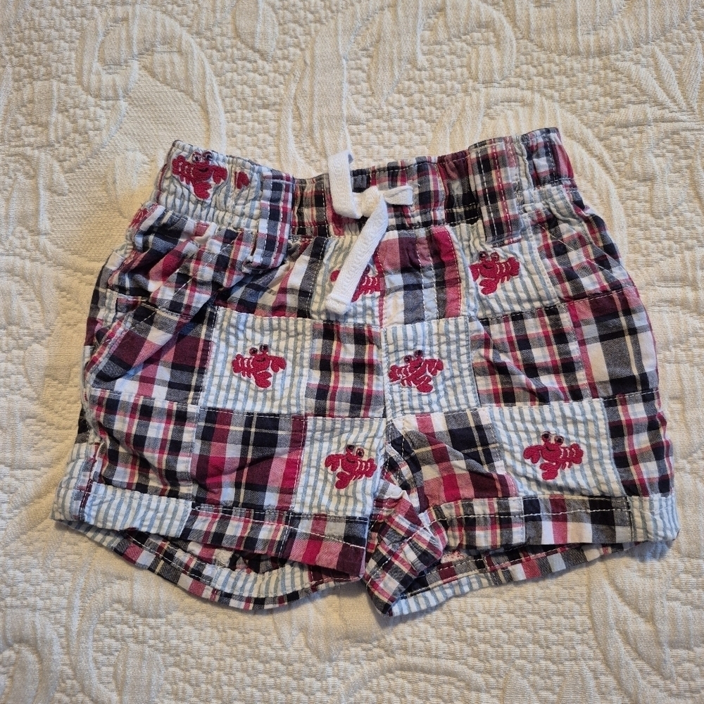 Gymboree boys size 3-6 months patchwork lobster shorts, vguc